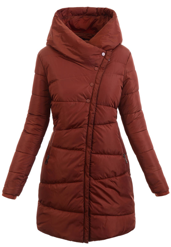 Damska Ortalionowa Zimowa Kurtka Ceglana