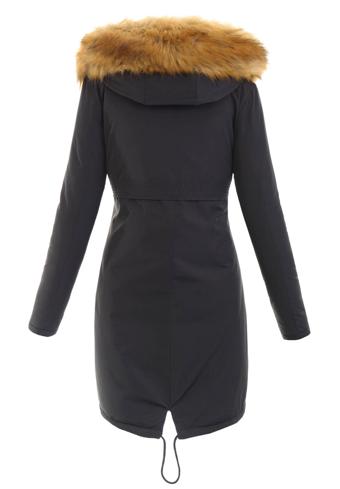 Damska Parka Kurtka 2w1 Zimowa Czarna