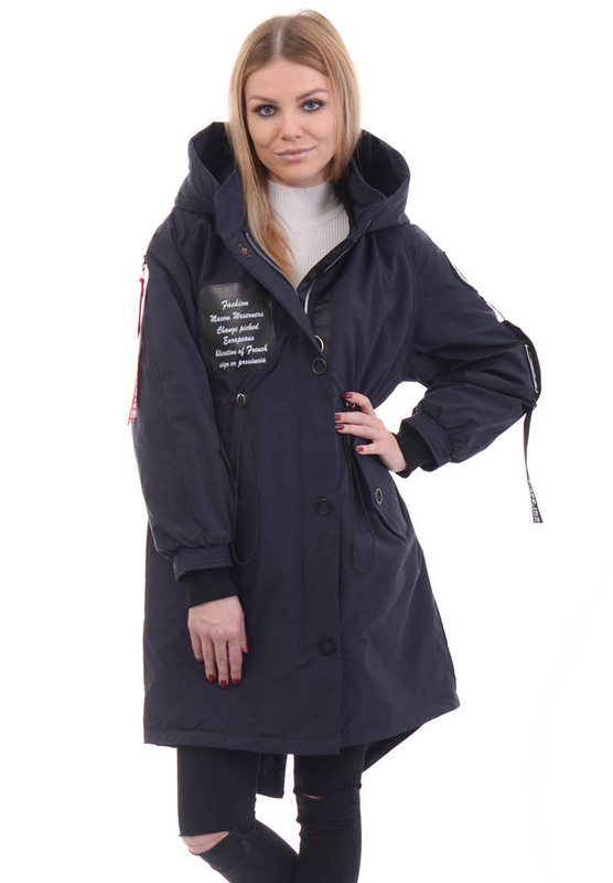 Damska Parka Wiosenna Czarna