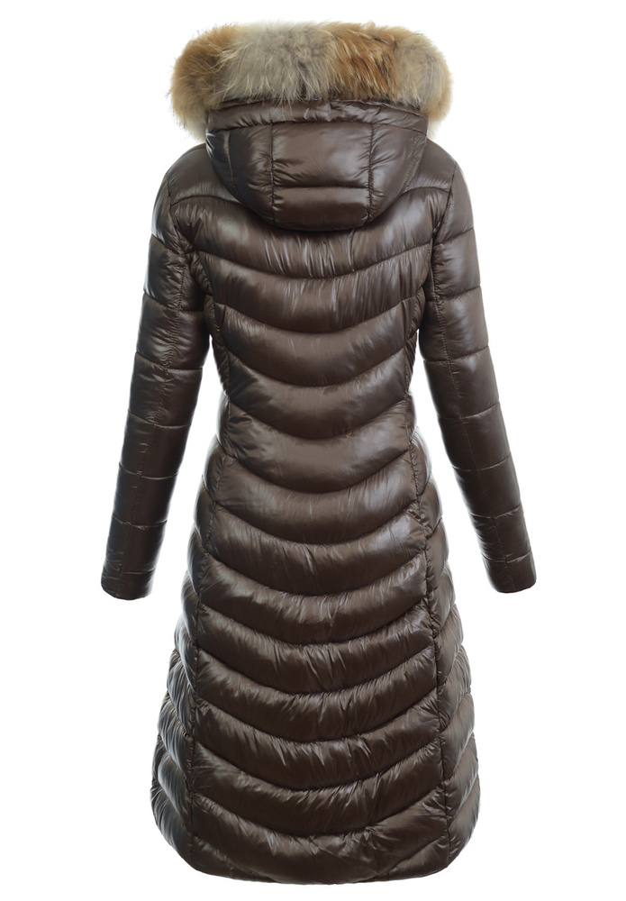 Damska Zimowa Ortalionowa Kurtka Brązowa