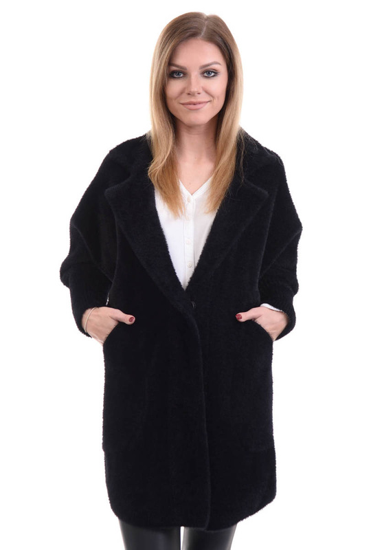 Kardigan Płaszczyk Alpaka Czarna
