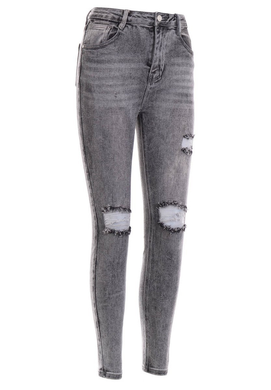 Damskie Spodnie Jeansowe Ciemno Szare