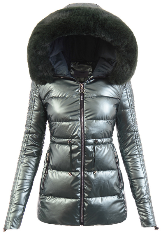 Damska Zimowa Ortalionowa Kurtka Zielona