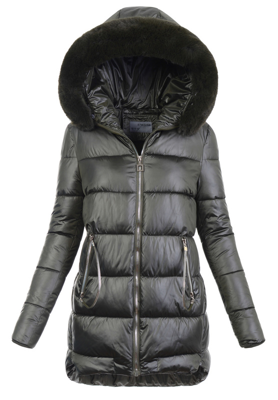 Damska Zimowa Ortalionowa Kurtka Zielona