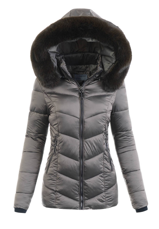 Damska Ortalionowa Zimowa Kurtka Brązowa