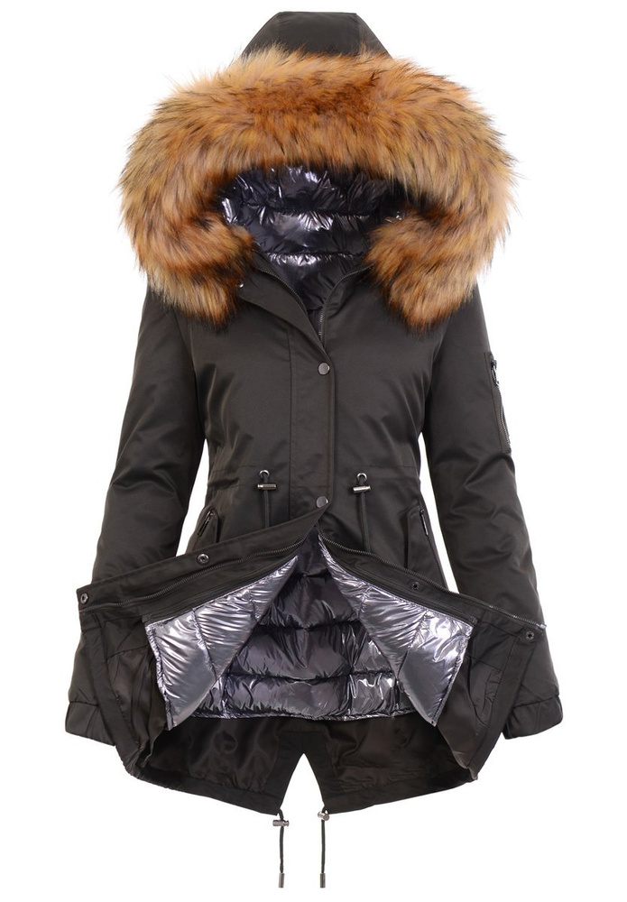 Damska Parka Kurtka Zimowa 3w1 Zielona