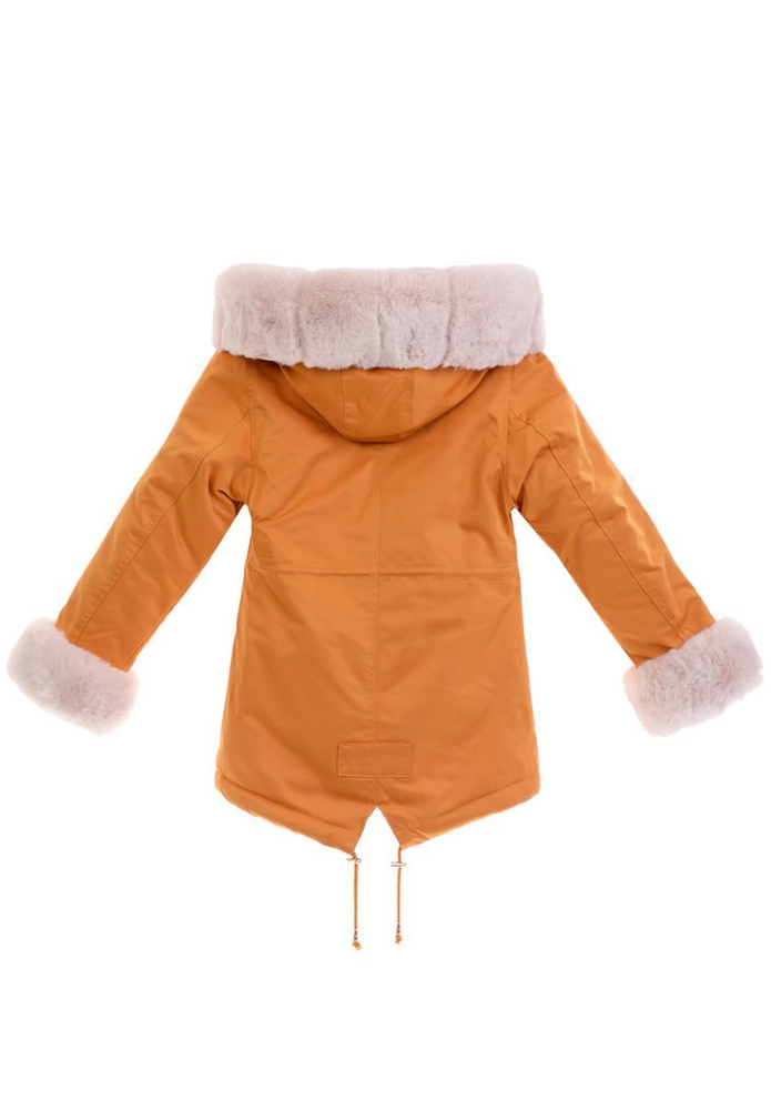 Dziecięca Parka Zimowa Agatka Camel Z Futerkiem Ecru