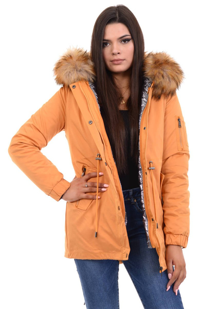 Damska Parka Kurtka Zimowa 3w1 Camel