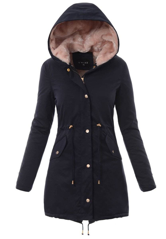 Damska Parka Kurtka Zimowa Granatowa