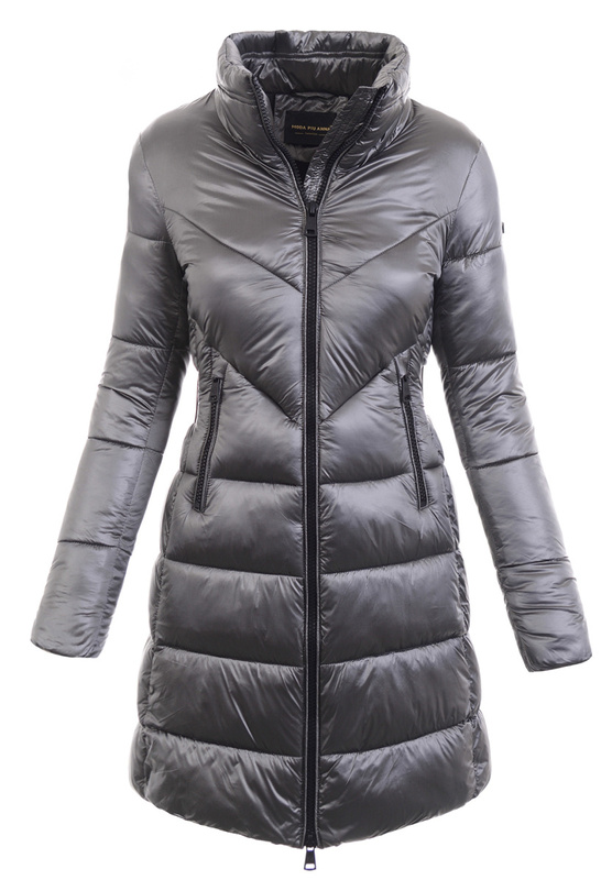 Damska Zimowa Ortalionowa Kurtka Szara