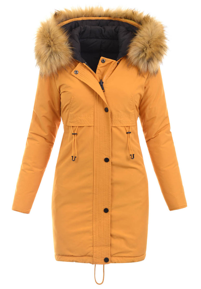Damska Parka Kurtka Zimowa Camel
