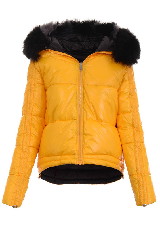 Damska Zimowa Ortalionowa Kurtka Żółta