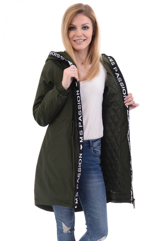 Damska Parka Wiosenna Zielona