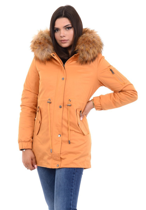 Damska Parka Kurtka Zimowa 3w1 Camel