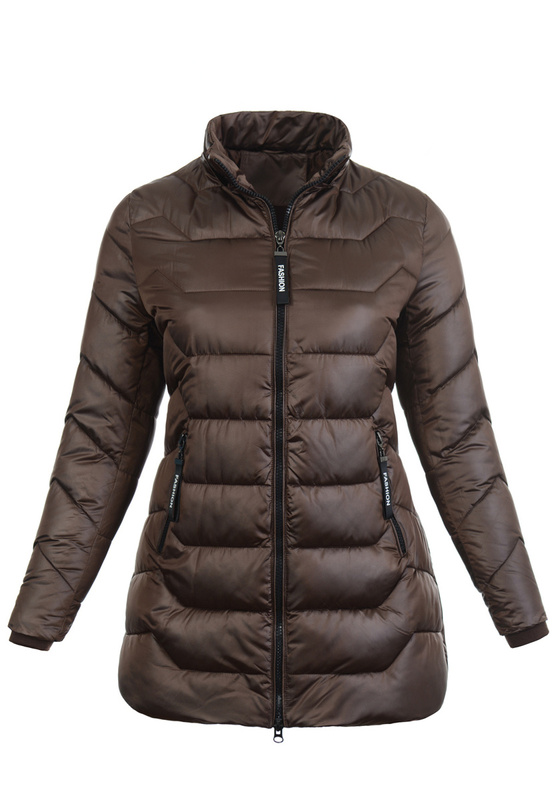 Damska Zimowa Ortalionowa Kurtka Brązowa