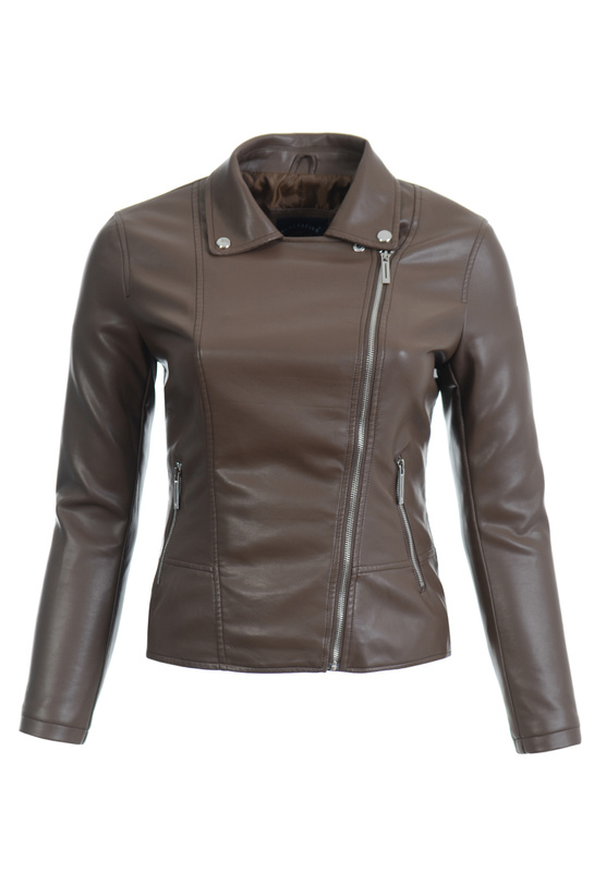 Damska Kurtka Ramoneska Brązowa