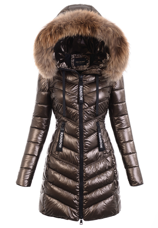 Damska Zimowa Ortalionowa Kurtka Brązowa