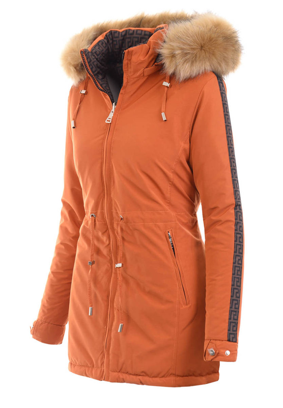 Damska Parka Kurtka Zimowa Pomarańczowa