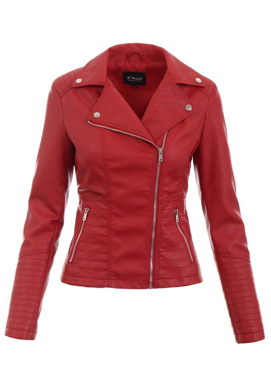 Damska Kurtka Ramoneska Czerwona