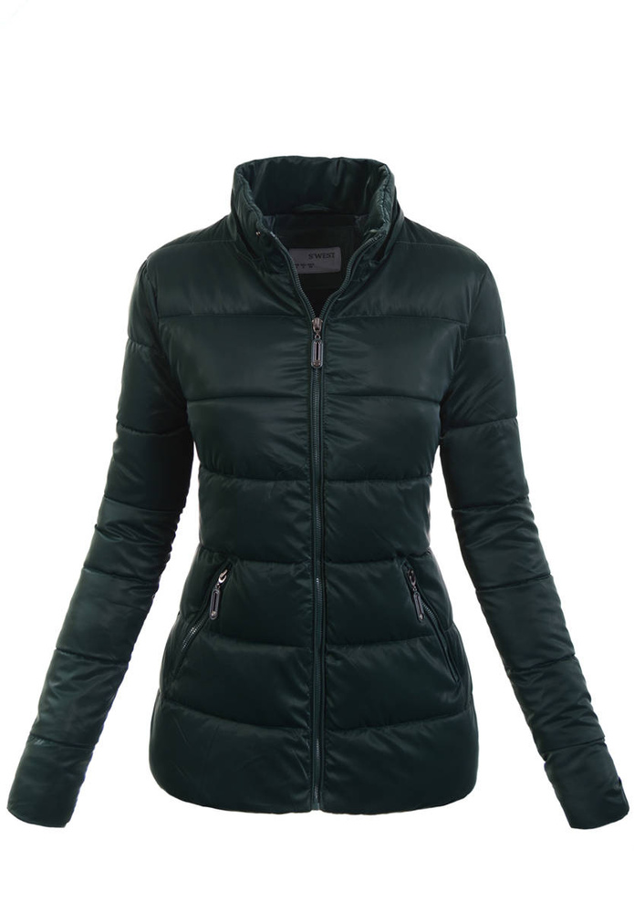 Damska Zimowa Ortalionowa Kurtka Zielona