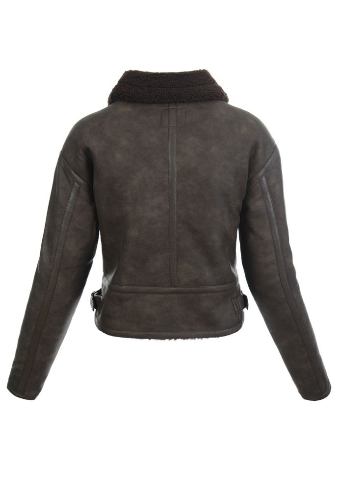 Damska Zimowa Kurtka Kożuszek Brązowy