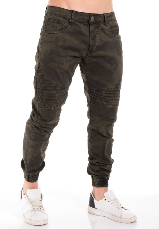 Męskie Spodnie Joggery Moro Zielone