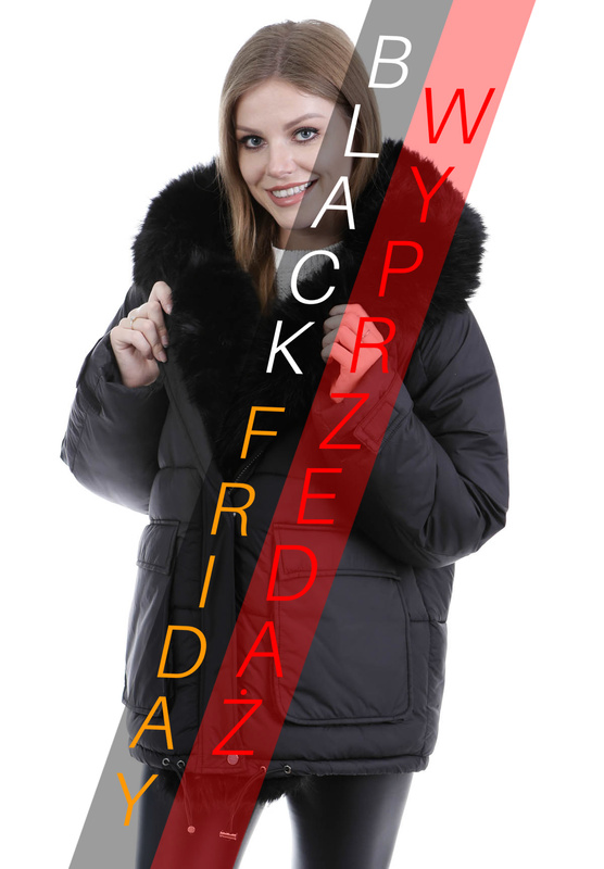 Damska Zimowa Ortalionowa Kurtka Czarna