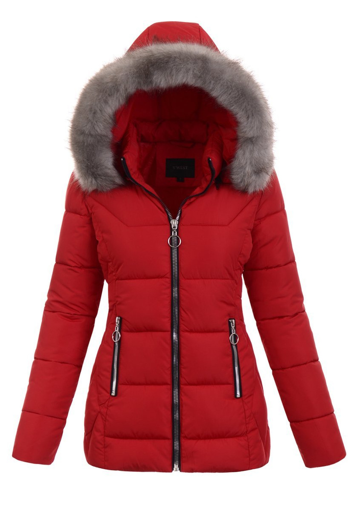 Damska Zimowa Kurtka Czerwona