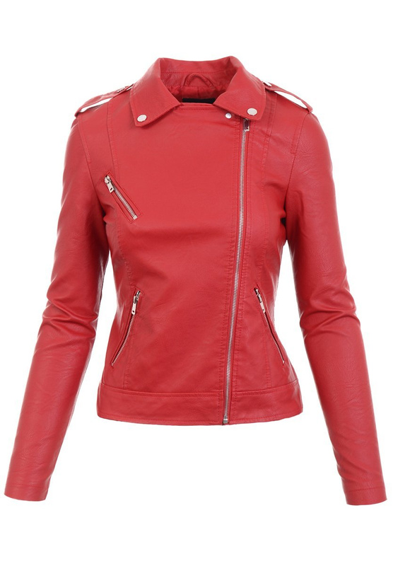 Damska Kurtka Ramoneska Czerwona