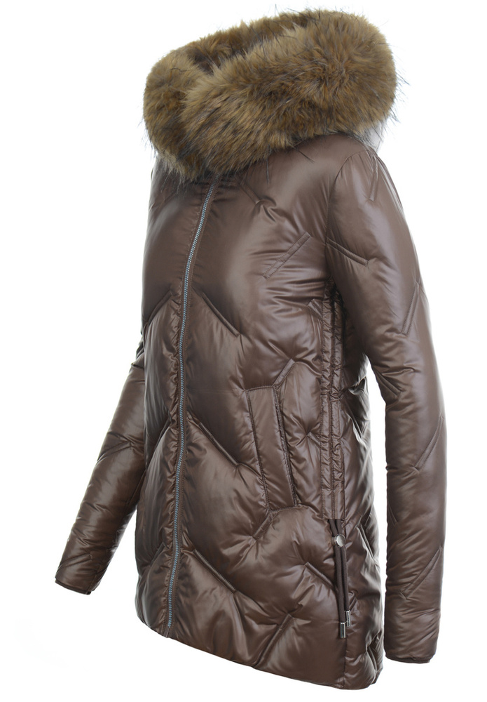 Damska Kurtka Zimowa Brązowa