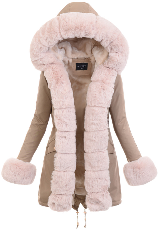 Damska Parka Kurtka Zimowa Beżowa