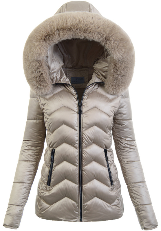 Damska Parka Kurtka Zimowa Beżowa