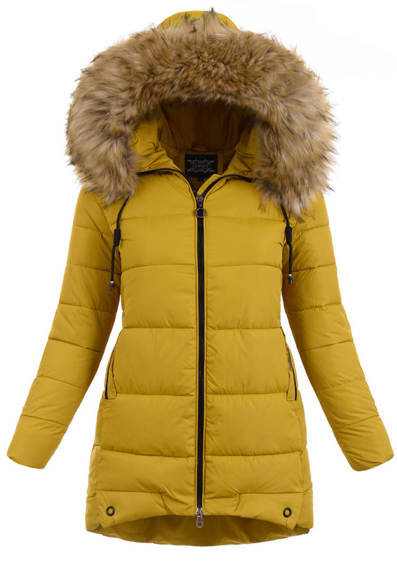 Damska Zimowa Ortalionowa Kurtka Żółta
