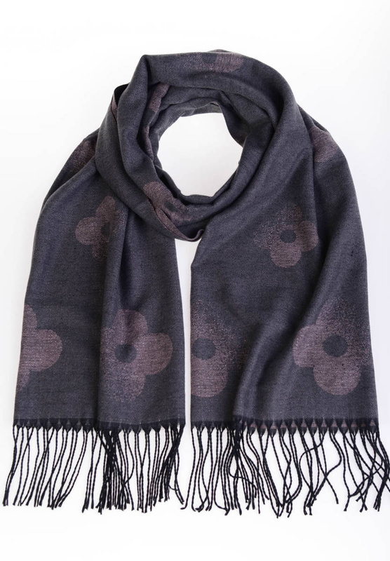 Szal Damski Ciemny Szary