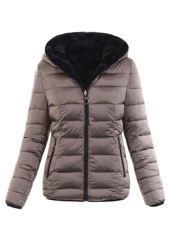 Damska Zimowa Ortalionowa Kurtka Kawowa
