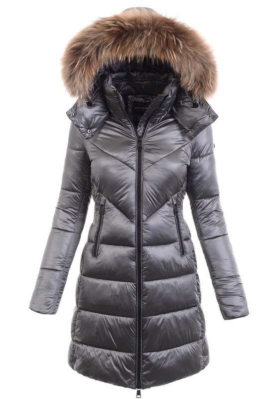 Damska Zimowa Ortalionowa Kurtka Szara