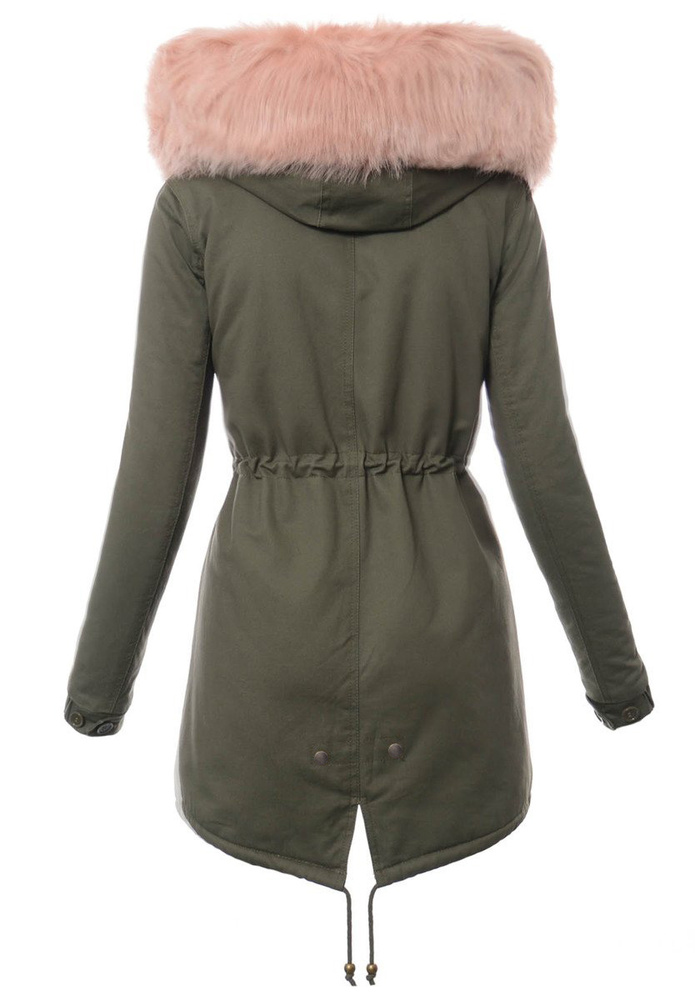 Damska Parka Kurtka Zimowa Futro Zielona