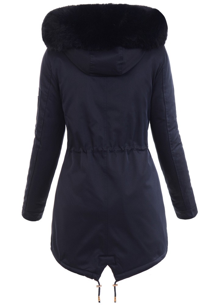 Damska Parka Kurtka Zimowa Granatowa