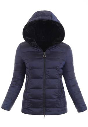 Damska Zimowa Dwustronna Kurtka Granatowa