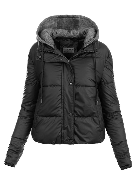 Damska Zimowa Ortalionowa Kurtka Czarna