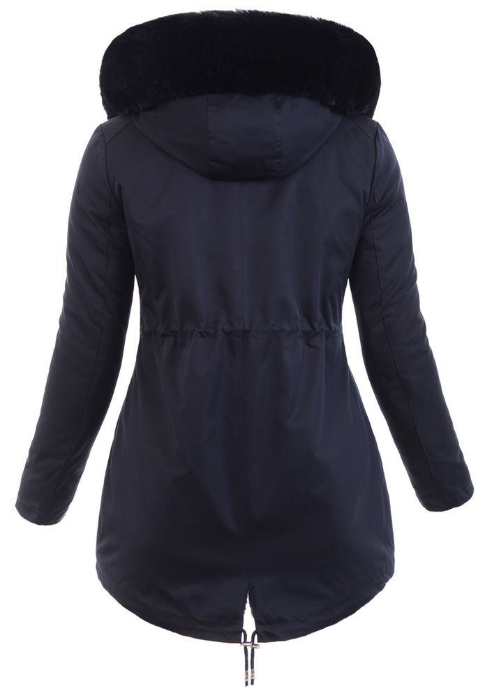 Damska Parka Kurtka Zimowa Granatowa