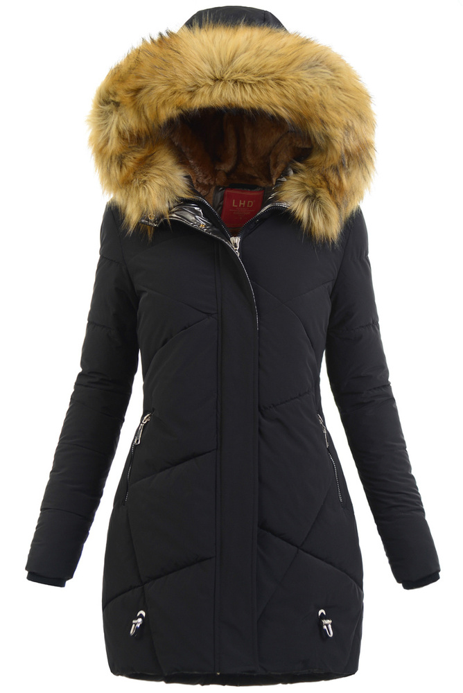 Damska Zimowa Ortalionowa Kurtka Czarna