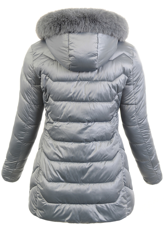 Damska Zimowa Ortalionowa Kurtka Szara