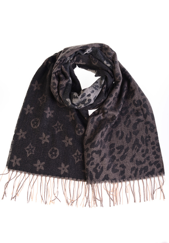 Szal Damski W Panterkę Brązowo Czarny