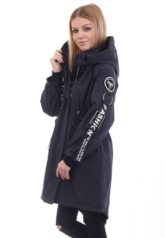 Damska Parka Wiosenna Czarna