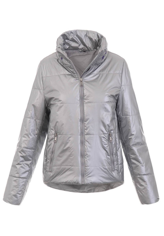 Damska Wiosenno-Jesienna Kurtka Srebrna
