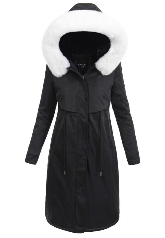 Damska Parka Kurtka Zimowa Czarna