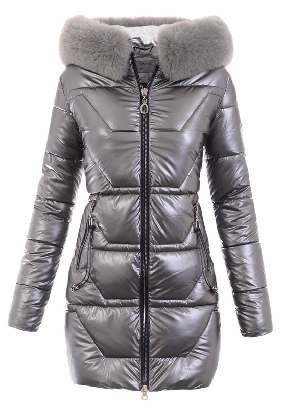 Damska Zimowa Ortalionowa Kurtka Grafitowa