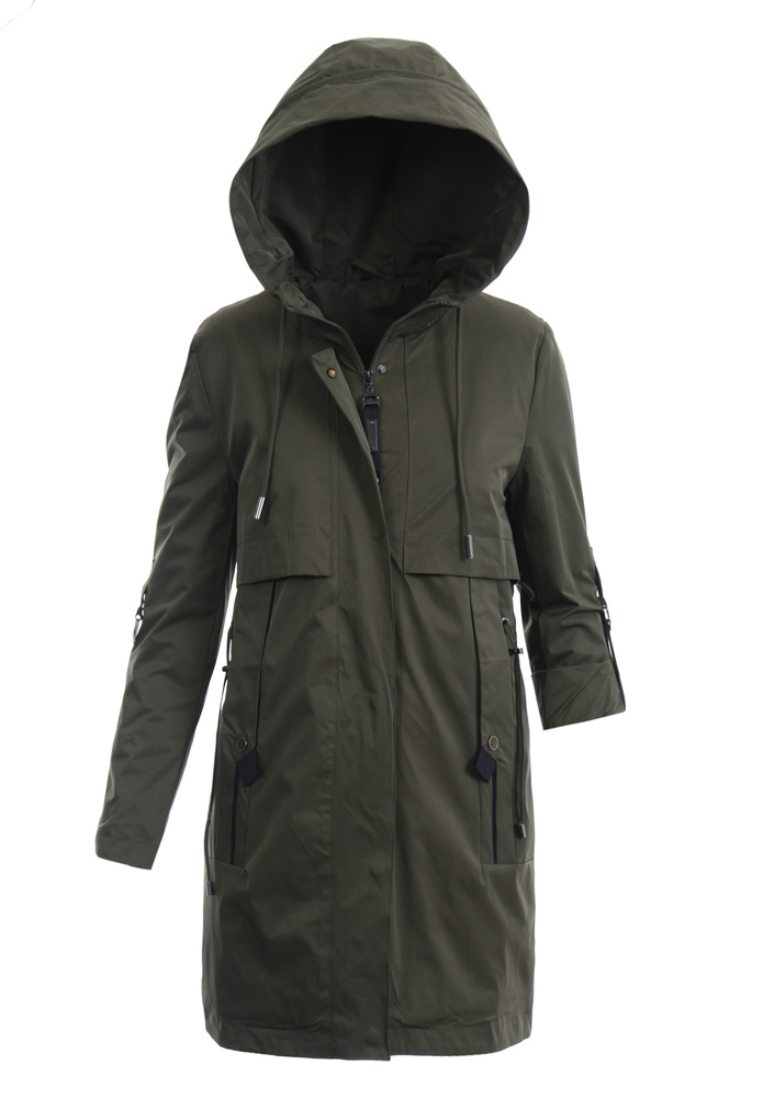 Damska Wiosenno-Jesienna Kurtka Parka Zielona