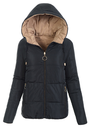 Damska Zimowa Ortalionowa Kurtka Dwustronna Czarna